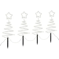 QAZQA Gartenbeleuchtung|Led-Außenleuchten*4er-Set Weihnachtsbaum-Gartenstecker weiß inkl. LED IP44 - Puno