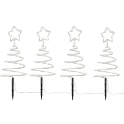 QAZQA Gartenbeleuchtung|Led-Außenleuchten*4er-Set Weihnachtsbaum-Gartenstecker weiß inkl. LED IP44 - Puno