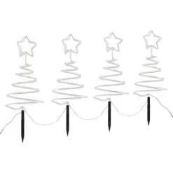 QAZQA Gartenbeleuchtung|Led-Außenleuchten*4er-Set Weihnachtsbaum-Gartenstecker weiß inkl. LED IP44 - Puno