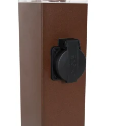 QAZQA Stehlampen Außen|Gartenbeleuchtung*Gartenleuchte Rostbraun 80 cm mit Steckdose IP44 - Malios