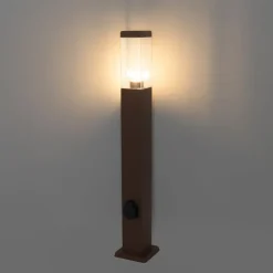 QAZQA Stehlampen Außen|Gartenbeleuchtung*Gartenleuchte Rostbraun 80 cm mit Steckdose IP44 - Malios