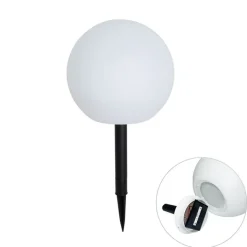 QAZQA Gartenbeleuchtung|Led-Außenleuchten*Gartenleuchte weiß 25 cm inkl. LED IP44 Solar RGBW - Ludger