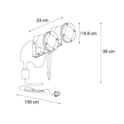 QAZQA Gartenbeleuchtung|Außenstrahler*Gartenstrahler schwarz inkl. Kabel und Stecker 2-flammig IP65 - Basic