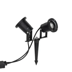 QAZQA Gartenbeleuchtung|Außenstrahler*Gartenstrahler schwarz inkl. Kabel und Stecker 2-flammig IP65 - Basic