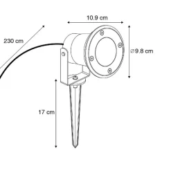 QAZQA Gartenbeleuchtung|Außenstrahler*Gartenstrahler schwarz inkl. Kabel und Stecker 200 cm IP65 - Basic