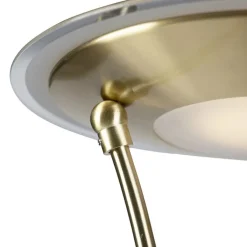 QAZQA Lampen Für Dein Homeoffice|Schlafzimmerlampen*Goldene Stehlampe mit Lesearm inkl. LED und USB-Anschluss - Sevilla