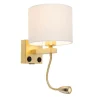 QAZQA Wandleuchten|Wohnzimmerlampen*Goldene USB Wandlampe mit weißem Schirm - Brescia Combi