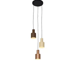 Trio Leuchten Pendelleuchten|Wohnzimmerlampen*Hängelampe aus Bronze mit Taupe und Beige, 3-flammig – Ans
