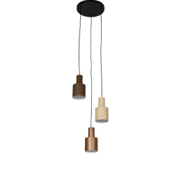 Trio Leuchten Pendelleuchten|Wohnzimmerlampen*Hängelampe aus Bronze mit Taupe und Beige, 3-flammig – Ans