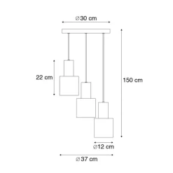 Trio Leuchten Pendelleuchten|Wohnzimmerlampen*Hängelampe aus Bronze mit Taupe und Beige, 3-flammig – Ans