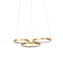QAZQA Led-Pendelleuchten|Pendelleuchten*Hängelampe gold inkl. LED 3-Stufen dimmbar 3-flammig - Rondas