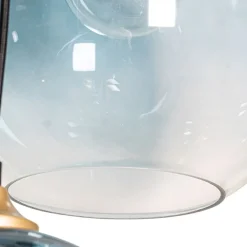 QAZQA Pendelleuchten|Wohnzimmerlampen*Hängelampe Messing mit blauem und grünem Glas 8 Lichter - Sandra