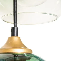 QAZQA Pendelleuchten|Wohnzimmerlampen*Hängelampe Messing mit blauem und grünem Glas 8 Lichter - Sandra