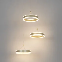 QAZQA Led-Pendelleuchten|Pendelleuchten*Hängelampe Messing rund inkl. LED 3-Stufen dimmbar 3-Licht - Lyani