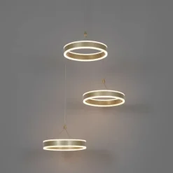 QAZQA Led-Pendelleuchten|Pendelleuchten*Hängelampe Messing rund inkl. LED 3-Stufen dimmbar 3-Licht - Lyani