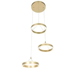 QAZQA Led-Pendelleuchten|Pendelleuchten*Hängelampe Messing rund inkl. LED 3-Stufen dimmbar 3-Licht - Lyani