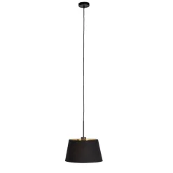 QAZQA Pendelleuchten|Wohnzimmerlampen*Hängelampe mit Baumwollschirm schwarz mit Gold 32 cm - Combi