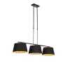 QAZQA Pendelleuchten|Wohnzimmerlampen*Hängelampe mit Baumwollschirmen schwarz mit Gold 32 cm - Combi 3 Deluxe