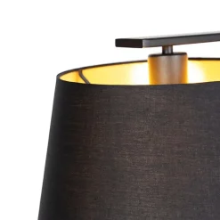 QAZQA Pendelleuchten|Wohnzimmerlampen*Hängelampe mit Baumwollschirmen schwarz mit Gold 32 cm - Combi 3 Deluxe