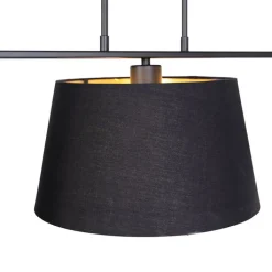 QAZQA Pendelleuchten|Wohnzimmerlampen*Hängelampe mit Baumwollschirmen schwarz mit Gold 32 cm - Combi 3 Deluxe