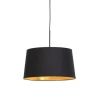 QAZQA Pendelleuchten|Wohnzimmerlampen*Hängelampe mit Baumwollschirm schwarz mit Gold 40 cm - Combi