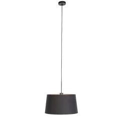 QAZQA Pendelleuchten|Wohnzimmerlampen*Hängelampe mit Baumwollschirm schwarz mit Gold 40 cm - Combi