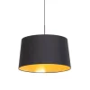 QAZQA Pendelleuchten|Wohnzimmerlampen*Hängelampe mit Baumwollschirm schwarz mit Gold 50 cm - Combi