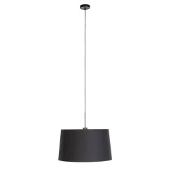 QAZQA Pendelleuchten|Wohnzimmerlampen*Hängelampe mit Baumwollschirm schwarz mit Gold 50 cm - Combi