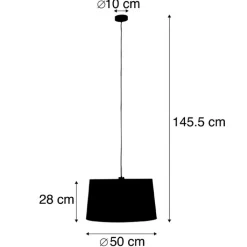 QAZQA Pendelleuchten|Wohnzimmerlampen*Hängelampe mit Baumwollschirm schwarz mit Gold 50 cm - Combi