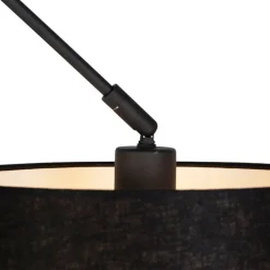 QAZQA Pendelleuchten|Wohnzimmerlampen*Hängelampe mit Leinenschirm schwarz 35 cm - Blitz I schwarz