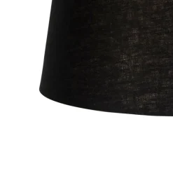 QAZQA Pendelleuchten|Wohnzimmerlampen*Hängelampe mit Leinenschirm schwarz 35 cm - Blitz I schwarz