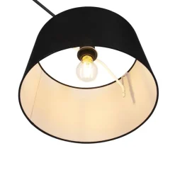 QAZQA Pendelleuchten|Wohnzimmerlampen*Hängelampe mit Leinenschirm schwarz 35 cm - Blitz I schwarz