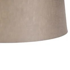 QAZQA Pendelleuchten|Wohnzimmerlampen*Hängelampe mit Leinenschirm taupe 35 cm - Blitz I Stahl