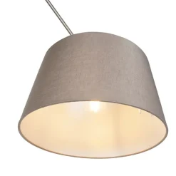 QAZQA Pendelleuchten|Wohnzimmerlampen*Hängelampe mit Leinenschirm taupe 35 cm - Blitz I Stahl