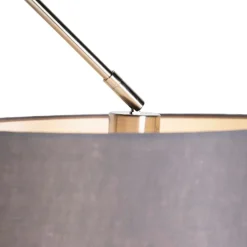 QAZQA Pendelleuchten|Wohnzimmerlampen*Hängelampe mit Leinenschirm dunkelgrau 35 cm - Blitz I Stahl