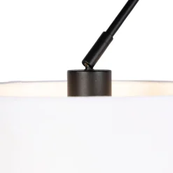 QAZQA Pendelleuchten|Wohnzimmerlampen*Hängelampe mit Leinenschirm weiß 35 cm - Blitz II schwarz