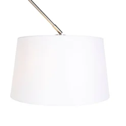 QAZQA Pendelleuchten|Wohnzimmerlampen*Hängelampe mit Leinenschirm weiß 35 cm - Blitz I Stahl