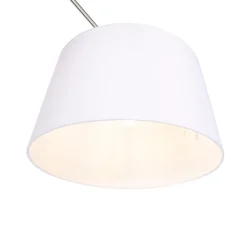 QAZQA Pendelleuchten|Wohnzimmerlampen*Hängelampe mit Leinenschirm weiß 35 cm - Blitz I Stahl