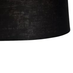 QAZQA Pendelleuchten|Wohnzimmerlampen*Hängelampe mit Leinenschirm schwarz 35 cm - Blitz I Stahl