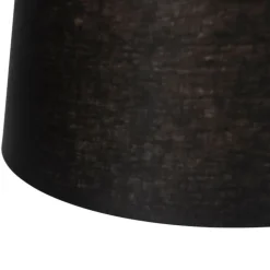 QAZQA Pendelleuchten|Wohnzimmerlampen*Hängelampe mit Leinenschirmen schwarz 35 cm - Blitz II Stahl