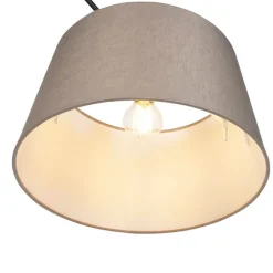 QAZQA Pendelleuchten|Wohnzimmerlampen*Hängelampe mit Leinenschirm taupe 35 cm - Blitz I schwarz