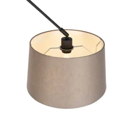 QAZQA Pendelleuchten|Wohnzimmerlampen*Hängelampe mit Leinenschirm taupe 35 cm - Blitz I schwarz