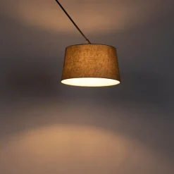 QAZQA Pendelleuchten|Wohnzimmerlampen*Hängelampe mit Leinenschirm taupe 35 cm - Blitz I schwarz