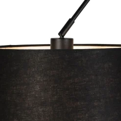 QAZQA Pendelleuchten|Wohnzimmerlampen*Hängelampe mit Leinenschirm schwarz 35 cm - Blitz II schwarz