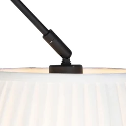 QAZQA Pendelleuchten|Wohnzimmerlampen*Hängelampe mit plissiertem Schirm 35cm creme - Blitz I schwarz