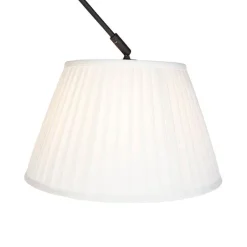 QAZQA Pendelleuchten|Wohnzimmerlampen*Hängelampe mit plissiertem Schirm 35cm creme - Blitz I schwarz
