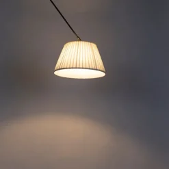 QAZQA Pendelleuchten|Wohnzimmerlampen*Hängelampe mit plissiertem Schirm 35cm creme - Blitz I schwarz