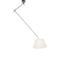 QAZQA Pendelleuchten|Wohnzimmerlampen*Hängelampe mit plissiertem Schirm creme 35 cm - Blitz I Stahl