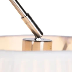 QAZQA Pendelleuchten|Wohnzimmerlampen*Hängelampe mit plissiertem Schirm creme 35 cm - Blitz I Stahl