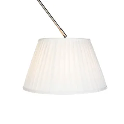 QAZQA Pendelleuchten|Wohnzimmerlampen*Hängelampe mit plissiertem Schirm creme 35 cm - Blitz I Stahl